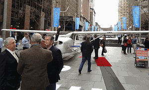 Sydney's Martin Place during Aeromil's Cessna in the City promotional display.